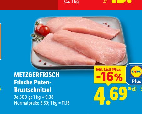METZGERFRISCH Frische Puten Brust schnitzel