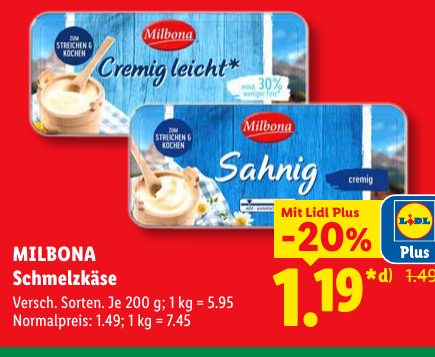 MILBONA Schmelz käse