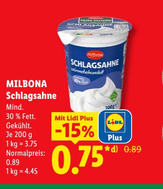 MILBONA Schlagsahne
