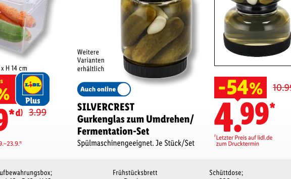 SILVERCREST Gurkenglas zum Umdrehen/ Fermentation-Set