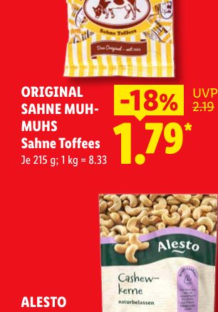 ORIGINAL SAHNE MUH- MUHS Sahne Toffees