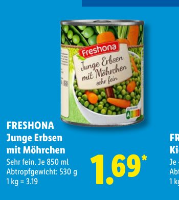 FRESHONA Junge Erbsen mit Möhrchen