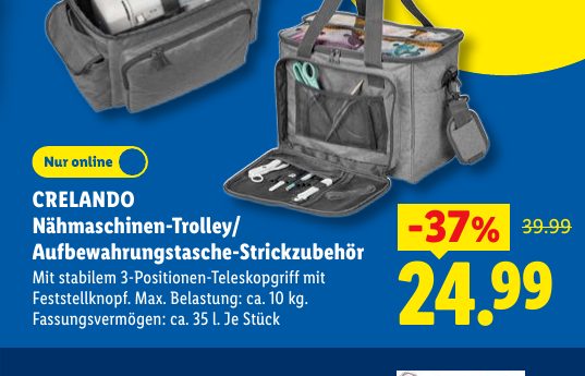 CRELANDO Nähmaschinen-Trolley/ Aufbewahrungstasche-Strickzubehör