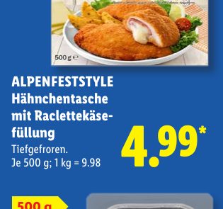 ALPENFESTSTYLE Hähnchentasche mit Raclettekäse füllung