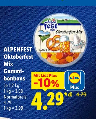 ALPENFEST Oktoberfest Mix Gummi- Mit Lidl Plus bonbons
