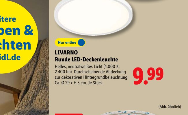 LIVARNO Runde LED-Deckenleuchte