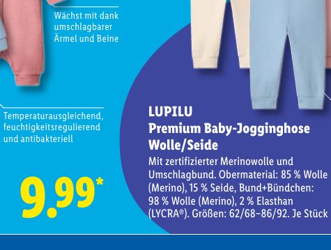 LUPILU Premium Baby-Jogginghose Wolle/Seide