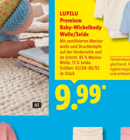 LUPILU Premium Baby-Wickelbody Wolle/Seide