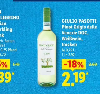 GIULIO PASOTTI Pinot Grigio delle Venezie DOC, Weißwein, trocken