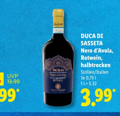 DUCA DI SASSETA Nero d’Avola, Rotwein, halbtrocken