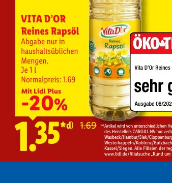 VITA D’OR Reines Rapsöl