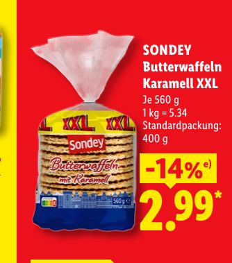 SONDEY Butterwaffeln Karamell XXL