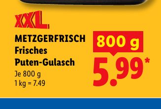 METZGERFRISCH Frisches Puten-Gulasch