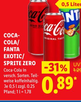 COCA- COLA/ FANTA EXOTIC/ SPRITE ZERO