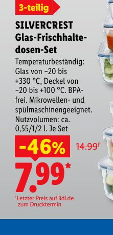 SILVERCREST Glas-Frischhalte- dosen-Set