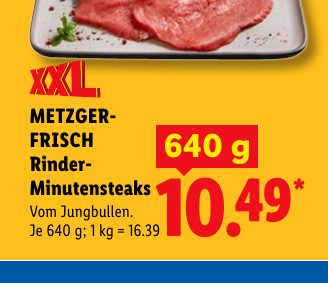 METZGER- FRISCH Rinder- Minutensteaks