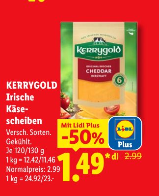 KERRYGOLD Irische Käse- scheiben Mit Lidl Plus