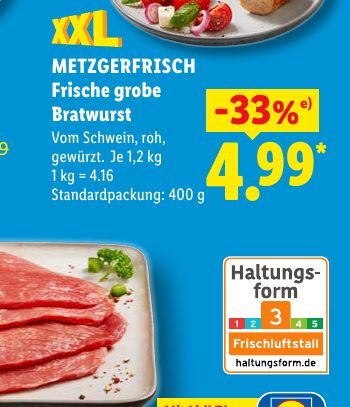 METZGERFRISCH Frische grobe Bratwurst