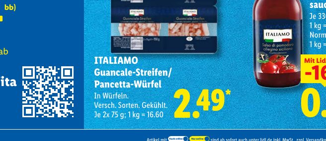 ITALIAMO Guancale-Streifen/ Pancetta-Würfel