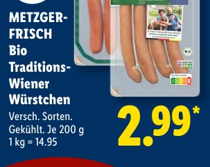 METZGER- FRISCH Bio Traditions- Wiener Würstchen