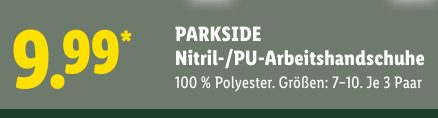 PARKSIDE Nitril-/PU-Arbeits­hand­schuhe