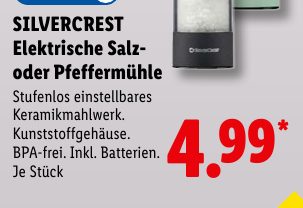 SILVERCREST Elektrische Salz- oder Pfeffermühle