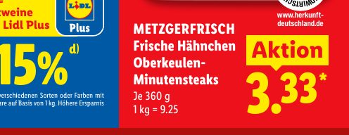 METZGERFRISCH Frische Hähnchen Oberkeulen- Minutensteaks