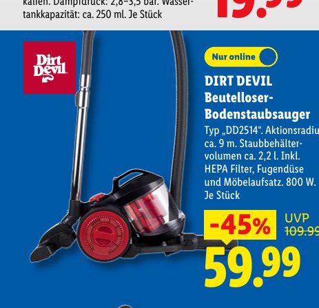 DIRT DEVIL Beutelloser- Bodenstaubsauger