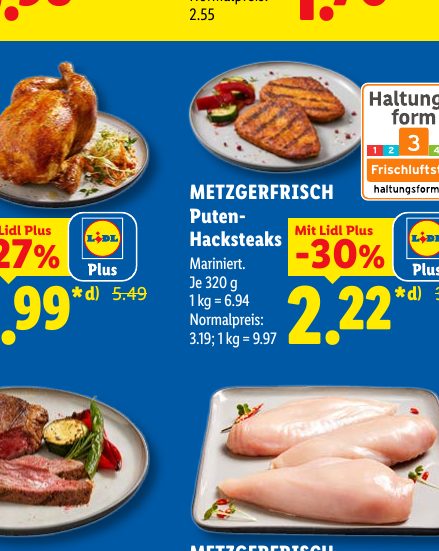METZGERFRISCH Puten Mit Lidl Plus Hacksteaks