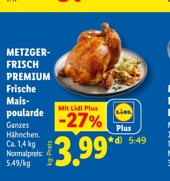 METZGER FRISCH PREMIUM Frische Mais poularde
