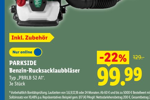 PARKSIDE Benzin-Rucksacklaubbläser