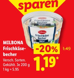 MILBONA Frischkäse becher