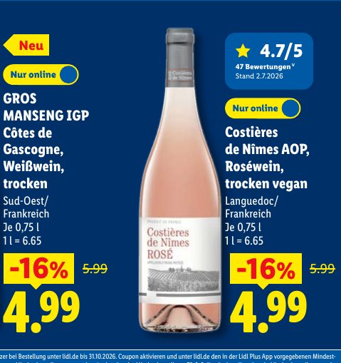 Costières de Nîmes AOP, Roséwein, trocken vegan