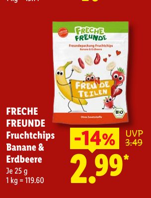 FRECHE FREUNDE Fruchtchips Banane & Erdbeere