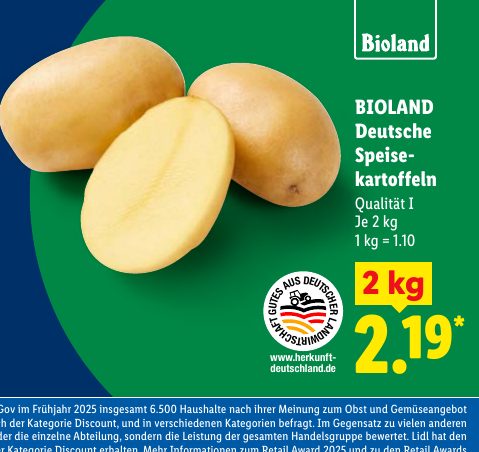 BIOLAND Deutsche Speise kartoffeln