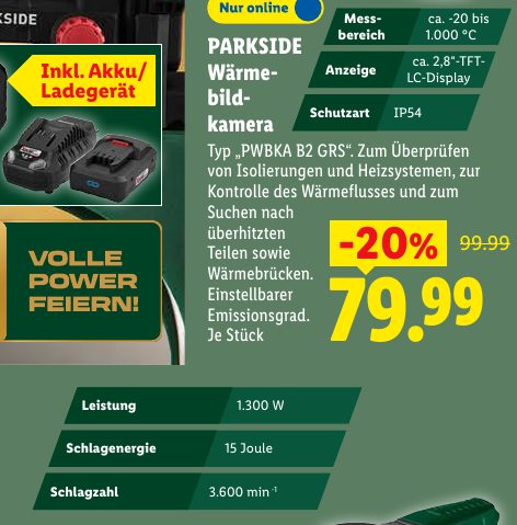 PARKSIDE Anzeige Wärme- bild- Schutzart kamera