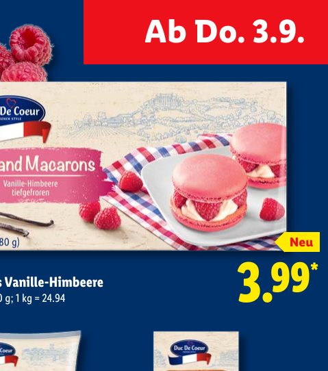 DUC DE COEUR Grand Macarons Vanille-Himbeere