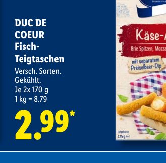 DUC DE COEUR Fisch- Teigtaschen
