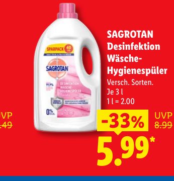 SAGROTAN Desinfektion Wäsche- Hygienespüler