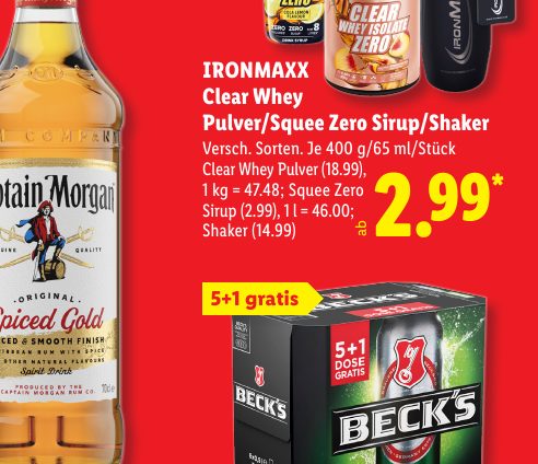 IRONMAXX Clear Whey Pulver/Squee Zero Sirup/Shaker