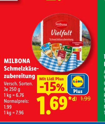 MILBONA Schmelz käse zube reitung Mit Lidl Plus