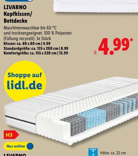 LIVARNO Kopfkissen/ Bettdecke