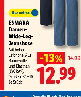 ESMARA Damen- Wide-Leg- Jeanshose