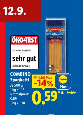 COMBINO Mit Lidl Plus Spaghetti