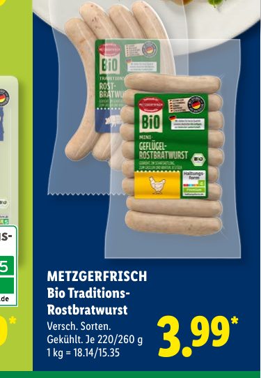 METZGERFRISCH Bio Traditions- Rostbratwurst