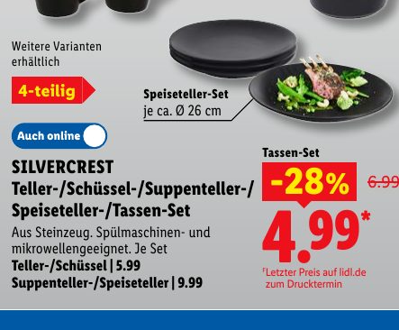 SILVERCREST Teller-/Schüssel-/Suppenteller-/ Speiseteller-/Tassen-Set