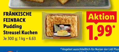 FRÄNKISCHE FEINBACK Pudding Streusel Kuchen