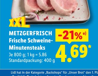 METZGERFRISCH Frische Schweine Minutensteaks