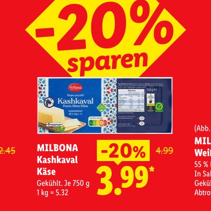 MILBONA Kashkaval Käse