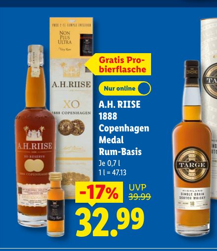 A.H. RIISE 1888 Copenhagen Medal Rum-Basis
